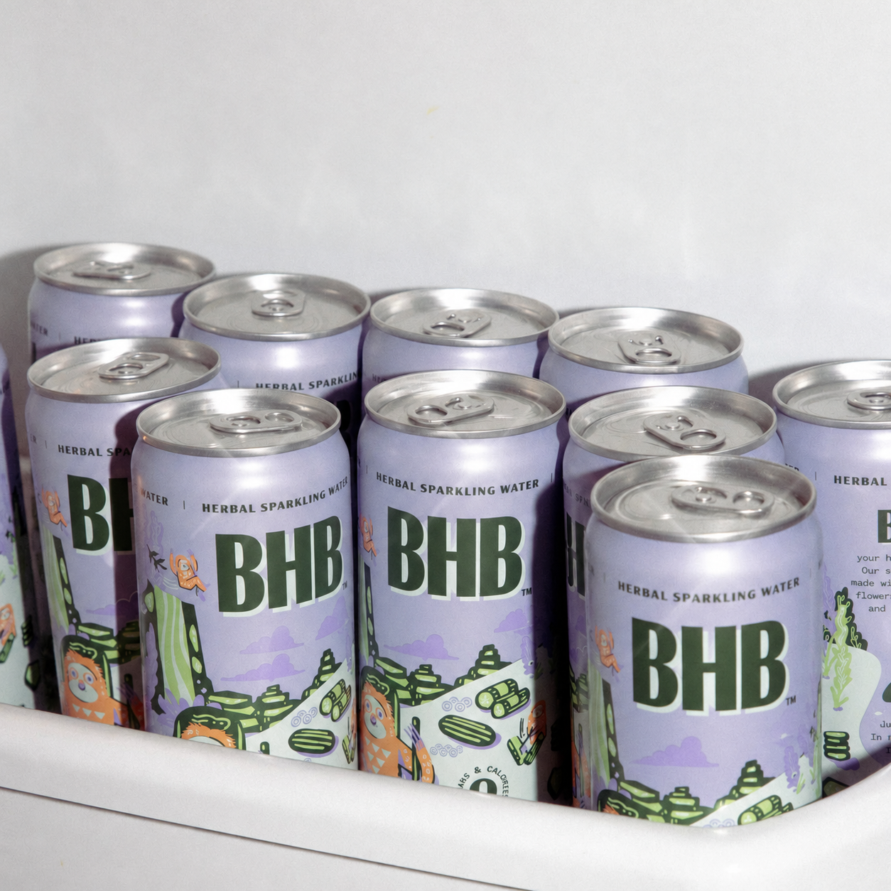 Lavender cucumber cans in the refrigerator